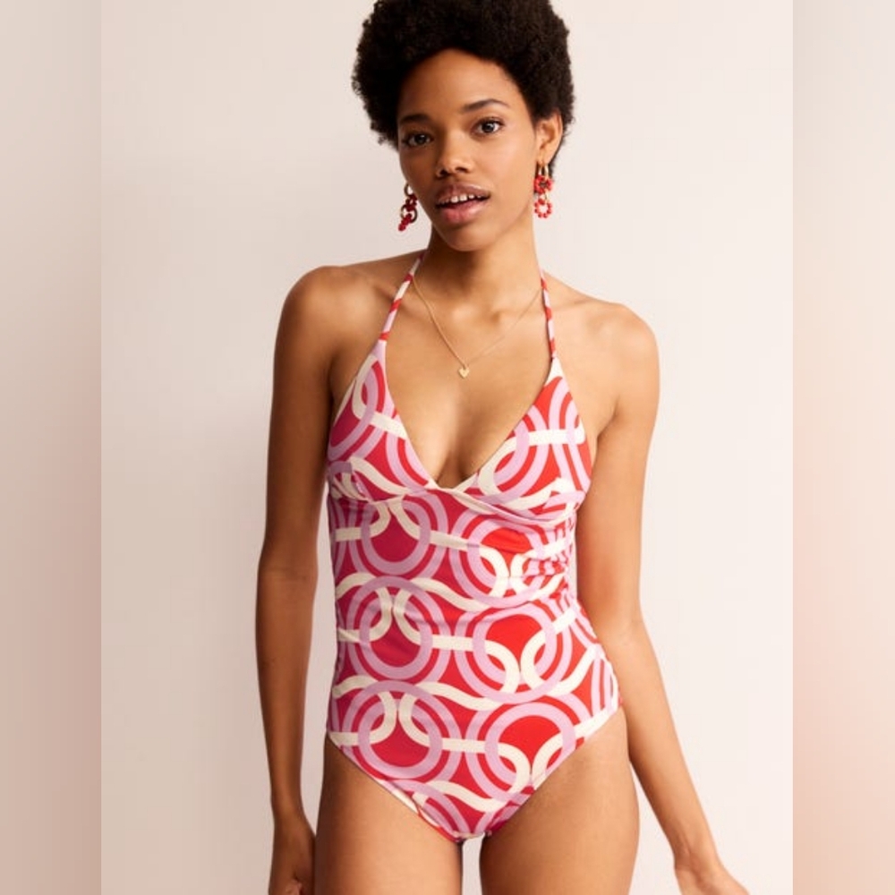 Bolden tropical string one-piece swimsuit
